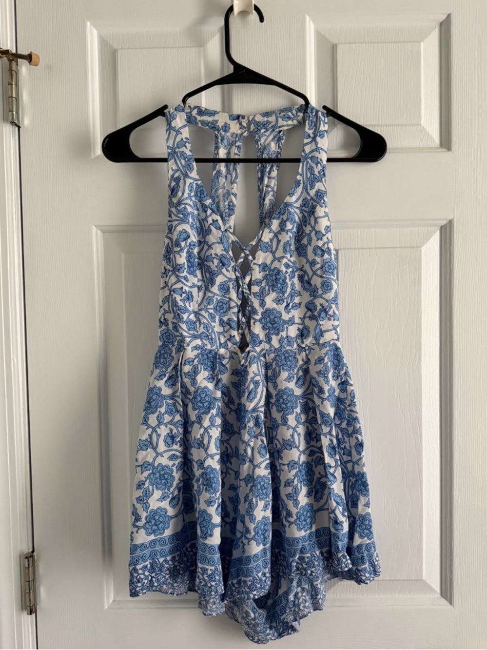 Blue & White Floral Romper
